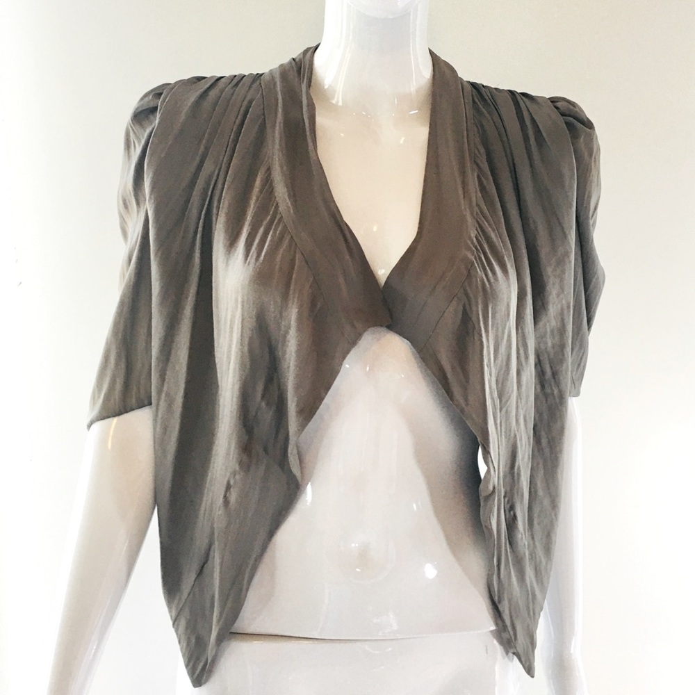 Karen Millen silver grey shawl collar open front designer evening jacket top 6